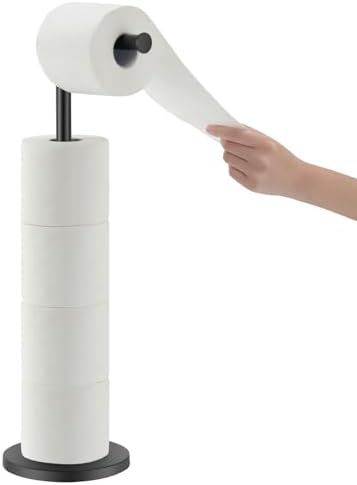 LAYUKI Toilet Paper Holder Stand - Matte Black Anti-Slip Heavy Base Stainless Steel