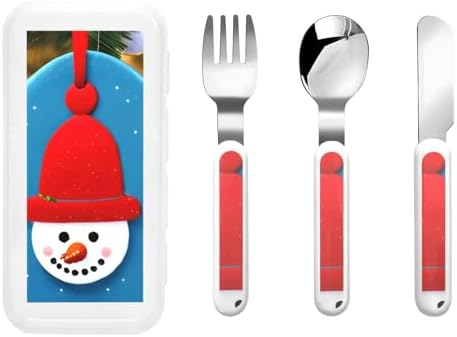 Stainless Steel Christmas Carton Snowman Flatware Set with Travel Case
