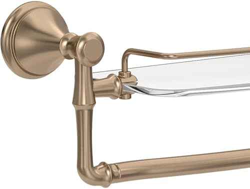 Delta Cassidy Glass Shelf with Towel Bar 18 inch Champagne Bronze
