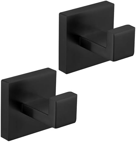 Taucent Bath Towel Hook 2 Pack Matte Black