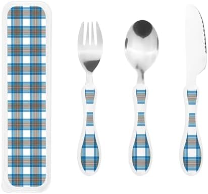 Royal Stewart Muted Blue Tartan Kids Flatware Set