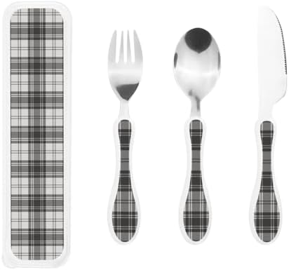 Royal Stewart Douglas Grey Modern Tartan Portable Kids Utensil Set