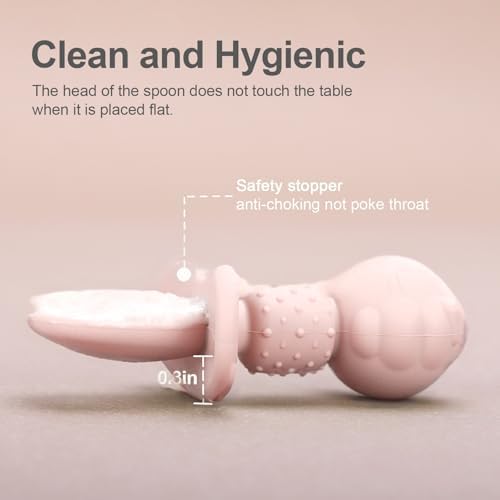 Mngran BPA-Free Silicone Baby Spoon and Fork Set - Pink