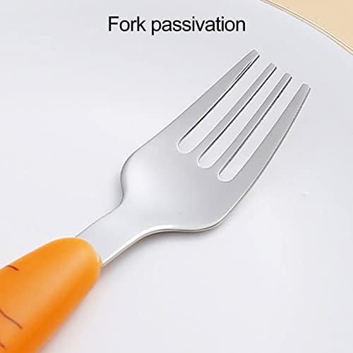 JENPECH Toddler Stainless Steel Utensils Set with Cartoon Carrot Design