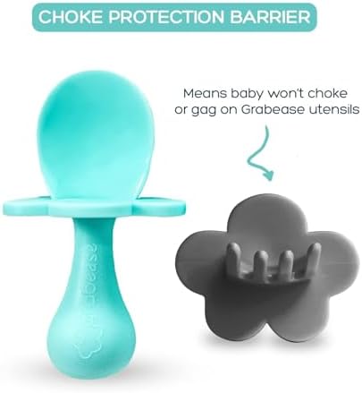 Perfect for Toddlers Grabease Baby Flatware Set BPA-Free Teal and Gray