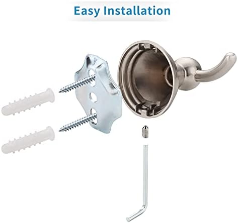FILTA Brushed Nickel Towel Robe Hooks - Wall-Mounted