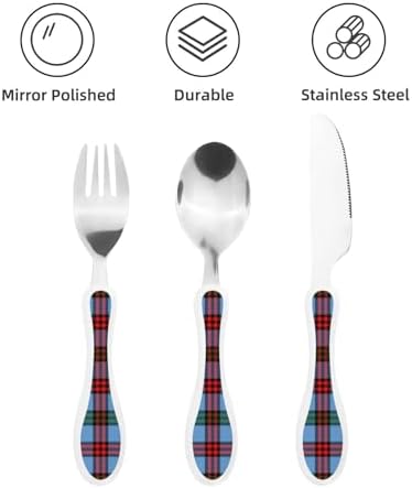 Royal Stewart Eglinton District Tartan 3-Piece Stainless Steel Kids Flatware Set