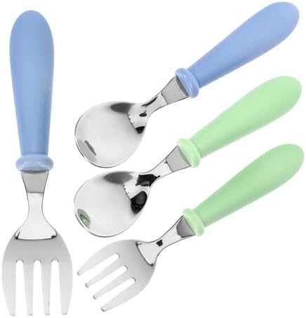 RORPOIR 4-Piece Essentials Set Durable 304 Spoons Forks for Babies