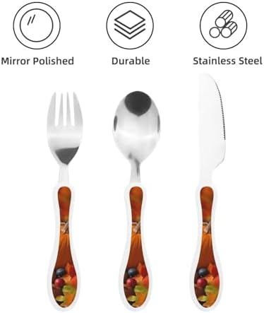 Seasonal Stainless Steel Cutlery Set for Autumn Picnics with Storage Case