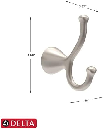 Deltas Premium ARV35 Double Towel Hook in Brushed Nickel Compact Durable