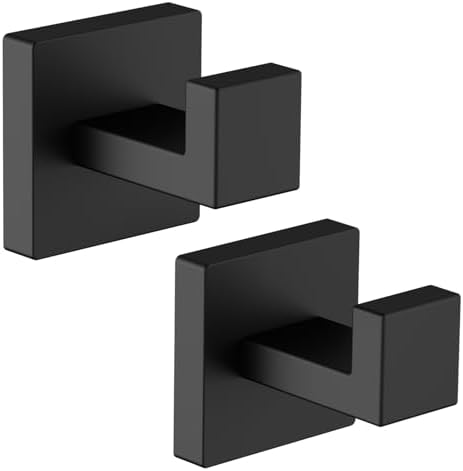 HITSLAM 2 Pack Black Bathroom Towel Hooks