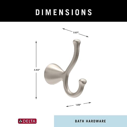 Deltas Premium ARV35 Double Towel Hook in Brushed Nickel Compact Durable