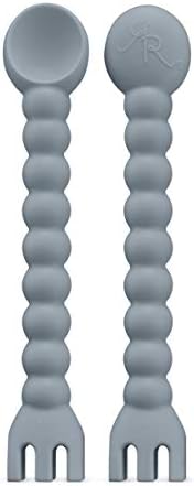 Ryan Rose Cutie Tensils Baby Spoon and Fork Charcoal