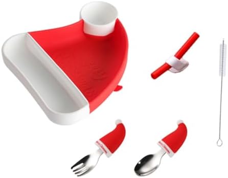 Xmas-Theme Silicone Stainless Steel Feeding Set for Babies