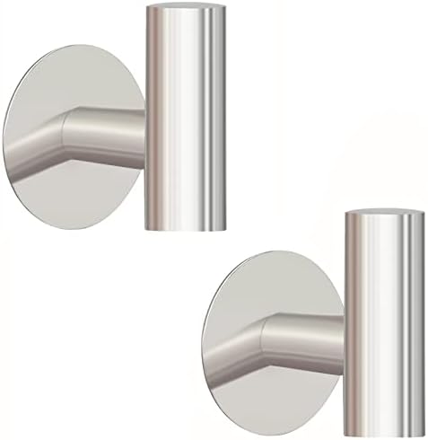 Brushed Nickel Adhesive Wall Hooks 2 Pack Heavy Duty