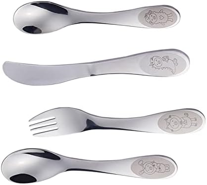 KICHOUSE Set of 4 Boys Girls Fun Cutlery Flatware for Children