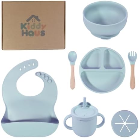 Kiddy Haus Silicone Baby Feeding Set 9PCS BPA-Free Blue