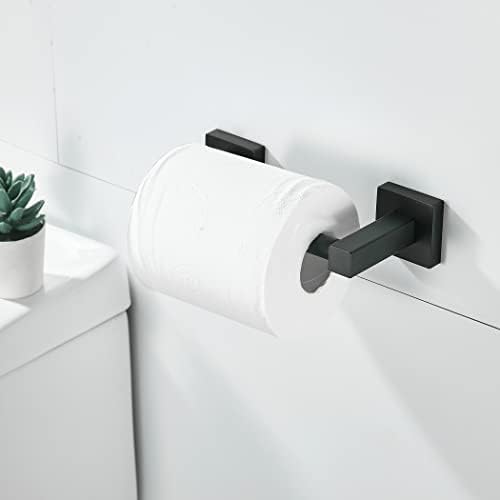 WOLIBEER Black Toilet Paper Holder with Double Post Pivoting Design