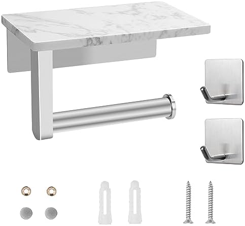 Toilet Paper Holder with Marble Shelf - Durable Stylish