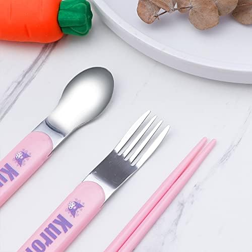 Kawaii Kitty Print Portable Flatware Set for Travel Picnic
