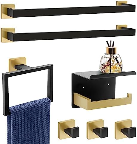 7-Piece Black Gold Bathroom Initiatives Set