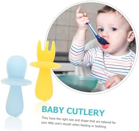 Hemoton EasiFit Chocolate Soft Forks Spoons Set for Babies