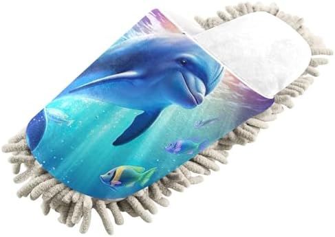 White Dolphin Fish Ocean Mop Slippers