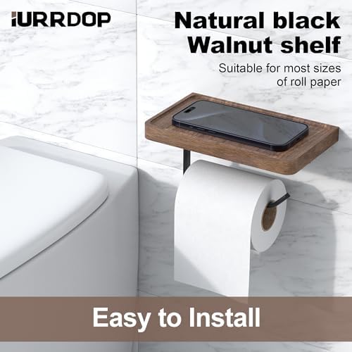 IURRDOP Toilet Paper Holder with Walnut Shelf