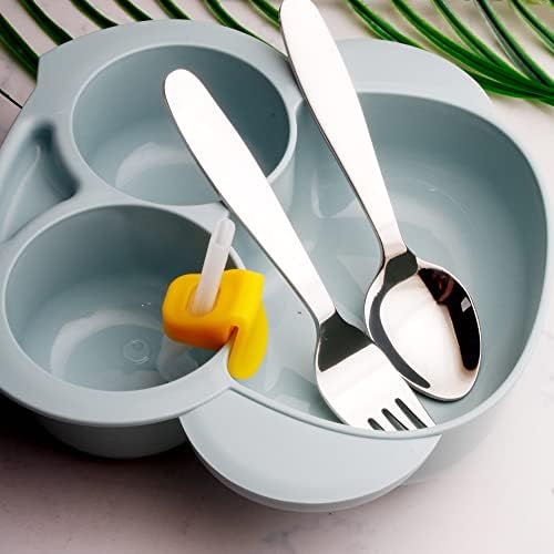 Enwinner Toddler Flatware Set Baby Spoons with Straws for Toddler Feeding