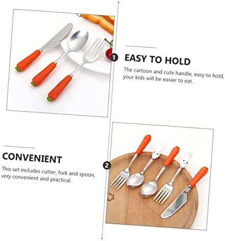 SECFOU Stainless Steel Cutlery Set for Kids 3PCS Fork Spoon Knife