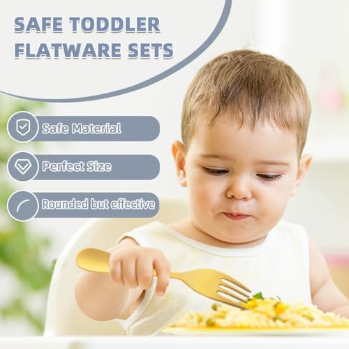 QRU 6-Piece Toddler Silverware Set Rose Gold