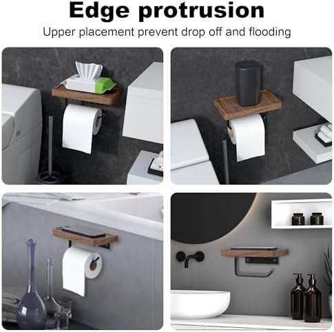 IURRDOP Toilet Paper Holder with Walnut Shelf