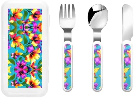 Stainless Steel Hawaiian Colorful Flowers Utensils Set
