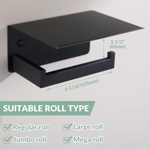 APLusee - Wall-Mounted Toilet Paper Loader Storage - Matte Black Rust-Resistant