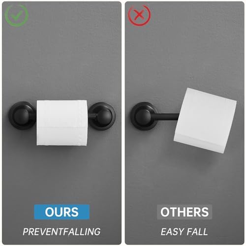 RUMOSE Toilet Paper Holder Towel Ring Set Black Matte 2-Pack