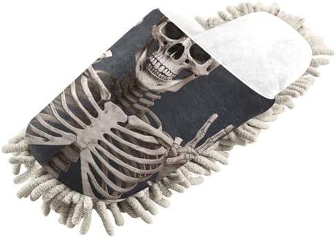 White Black Skeleton Mop Slippers for Clean Kitchens