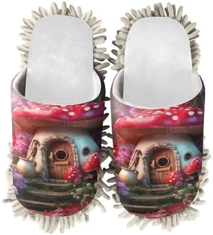Running Bear White Mushrooms House Mower Slippers