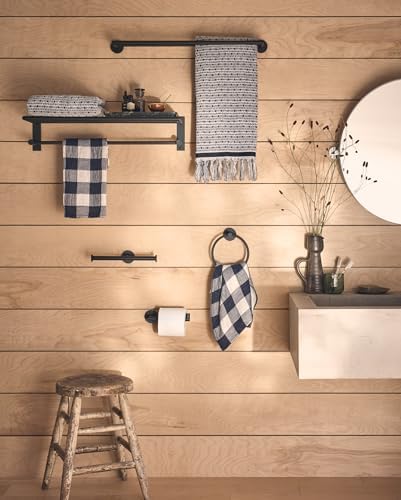 Muen Y5785BL Modern Bath Towel Holder Matte Black