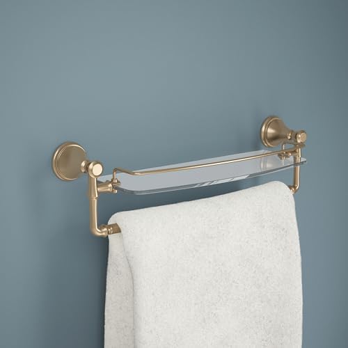 Delta Cassidy Glass Shelf with Towel Bar 18 inch Champagne Bronze