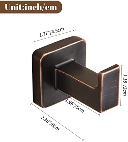 FORBATH Bronze Towel Hooks 4 Pack Square Robe Hook Wall Mount