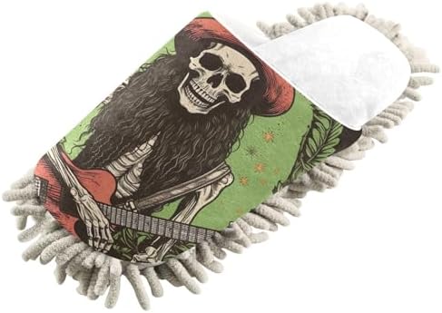 White Music Skull Mop Slippers