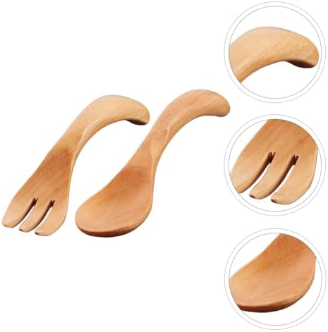 Vaguelly 1 Set Wooden Childrens Fork and Spoon Travel Set