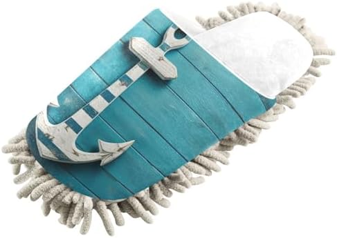 Delightful White Anchor Mop Slippers
