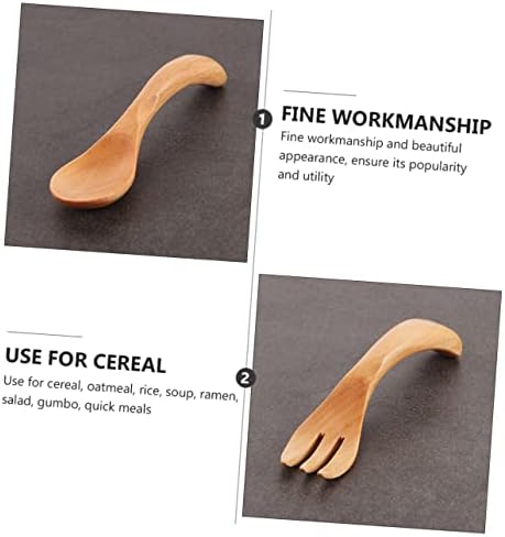 Abaodam Wooden Spoon and Fork Set for Kids Yellow