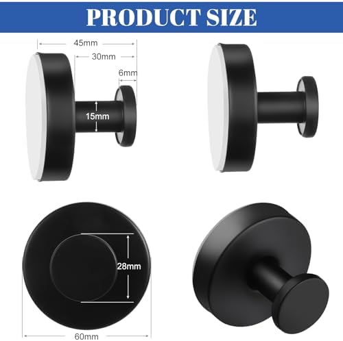 Vacuum Suction Cup Hooks 4 Pack Black for Bathroom Towel Holders