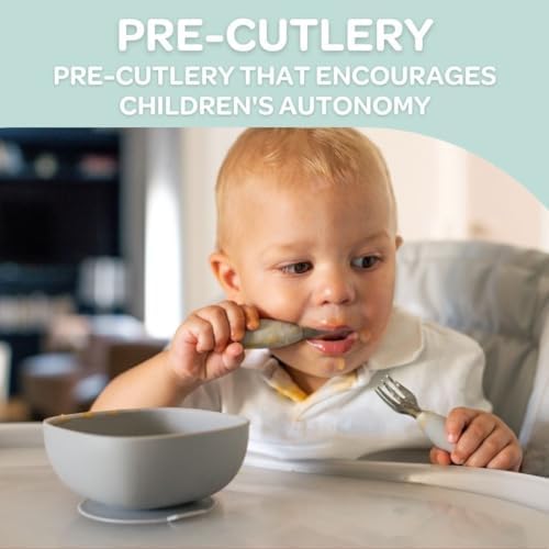 Set of 2 Stainless Steel Baby Cutlery Sage Design