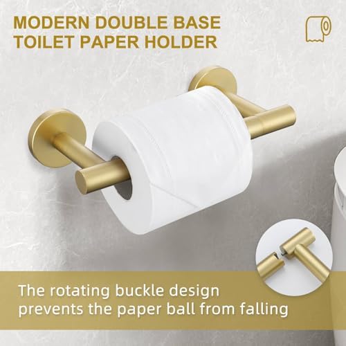 Brushed Gold Toilet Paper Holder Stainless Steel Double Base Bathroom Accessory