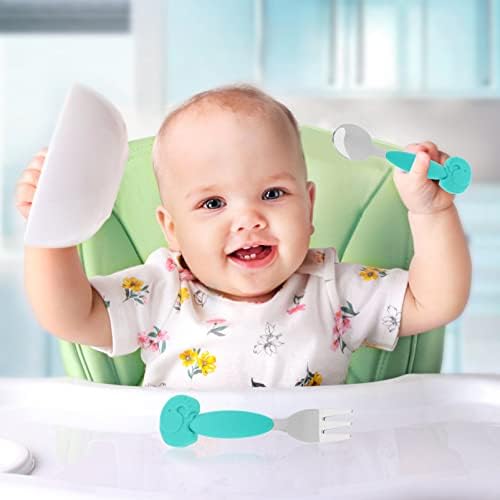 Stainless Steel Fork and Spoon Training Set for Babies