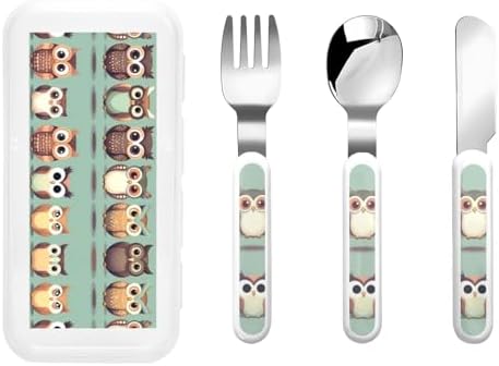 Elegant Cartoon Owls Travel Utensil Set