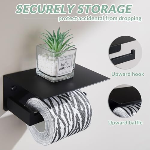 APLusee - Wall-Mounted Toilet Paper Loader Storage - Matte Black Rust-Resistant